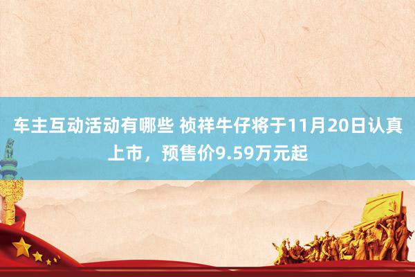 车主互动活动有哪些 祯祥牛仔将于11月20日认真上市，预售价9.59万元起